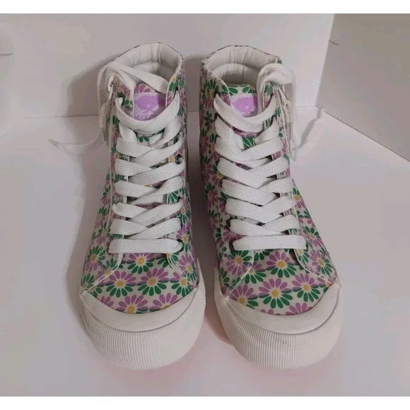 Rocket Dog Jazzin High Top Sneakers Women's 8.5 Pastel Floral Canvas Shoes Daisy - Picture 8 of 16